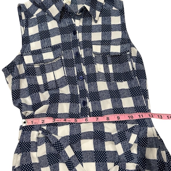 MONTEAU Navy Blue & White Checkered Plaid Sleeveless Midi Dress - Size Medium - Picture 14 of 16